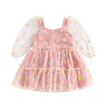 Pudcoco-Robe princesse en tulle à manches longues pour bébé fille, robe trapèze pour tout-petit, élégante, AndrPrint Destroy, maille, fête, 3M-3T