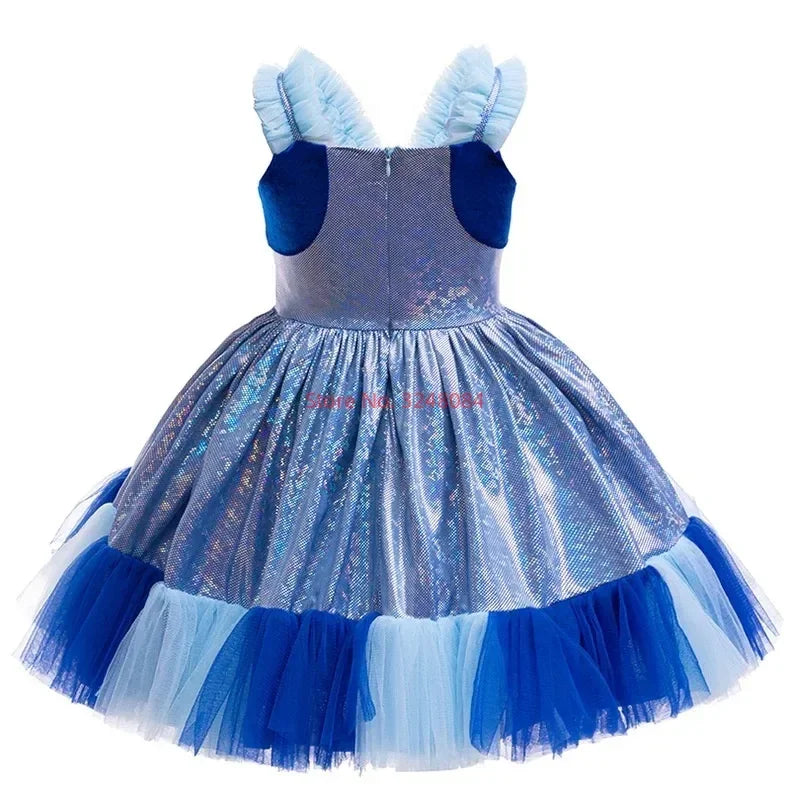 Nouvelle robe à bretelles d'été Bluey Anime pour fille, mignonne, pour fête d'anniversaire d'enfants, robe de soirée, robe de princesse, cadeau surprise pour fille