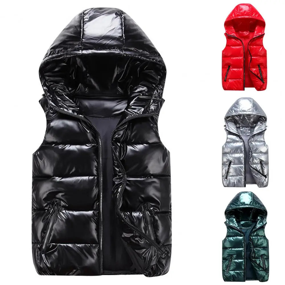 Warm Winter Vest for Women, Bright Color Pockets, Cotton Padded Vest, Quilted Inner Layer, Bright Color Vest for Women, Streetwear