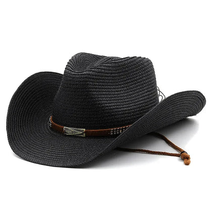 Chapeau de Cowboy d'été à large bord pour femmes et hommes, chapeaux de paille de Cowgirl occidentale, mode robe fantaisie occidentale, couvre-chef de fête, casquette unisexe