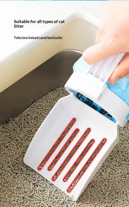 Pelle à litière pour chat, cuillère à litière Portable pour chat avec poubelle intégrée, grande pelle à litière, système d'élimination des merdes de chat