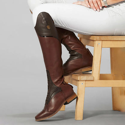 Women's Equestrian Boots Leather Knee High Shoes Vintage Horse Riding Boots Autumn Winter Mountain Riding Boots Botas Mujer
