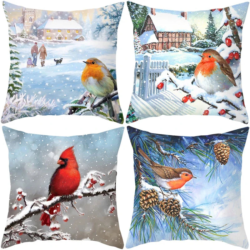 Housse de coussin de noël, père noël, décor de joyeux noël pour la maison, ornements de noël 2025, cadeaux de noël, nouvel an 2026
