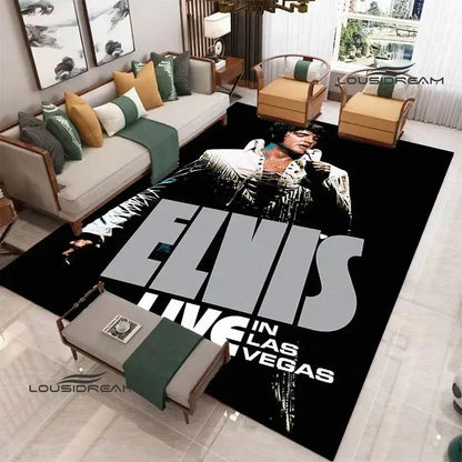 E-Elvis-Presleys Retro Printed Carpet Non-slip Carpet Outdoor Carpets Area Rug Home Bedroom Decor Rug for Bedroom Birthday Gift