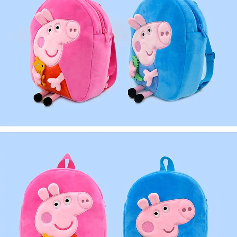 Peppa Pig Crossbody Bag Stereoscopic Doll Backpack Anime Knapsack Plush Coin Purse Toys George Round Pocketbook Children's Gifts