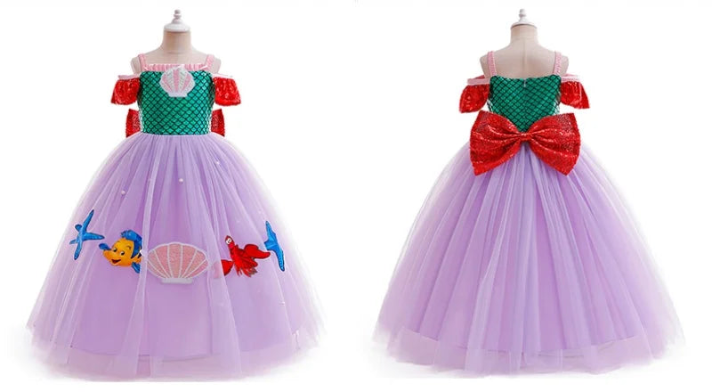 Robe Fille Robe de Princesse Sirène Déguisements pour Enfants Filles Élégante Robe de Performance pour Fête d'Anniversaire Vêtements d'Halloween Noël
