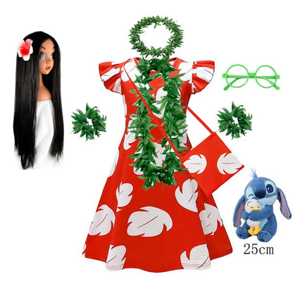 Déguisement de Lilo et Stitch pour enfants, série télévisée animée, robe hawaïenne Lilo pour tout-petits, robe d'été de voyage 2025
