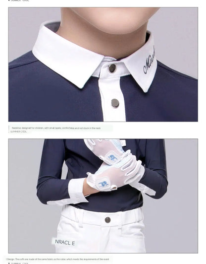 Equestrian Children's Spring and Autumn Summer Competition Short sleeved Long sleeved T-shirt
