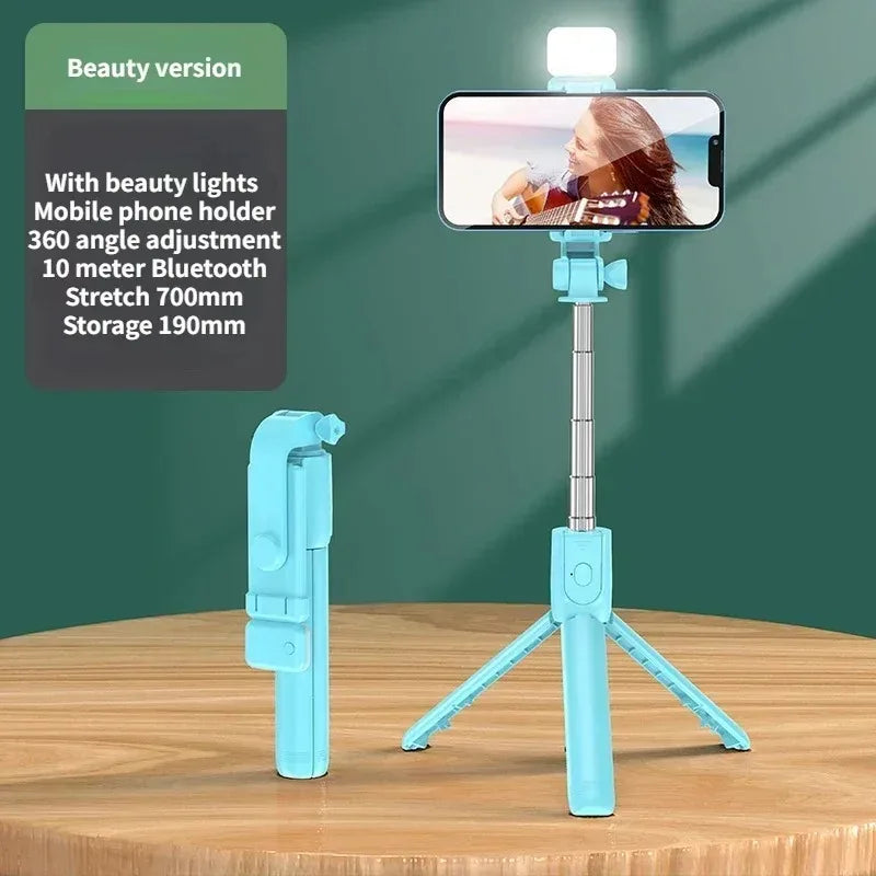 Trépied sans fil pour perche à Selfie, avec télécommande Bluetooth légère, extensible, pour iPhone, téléphone portable, Tiktok, Streaming en direct