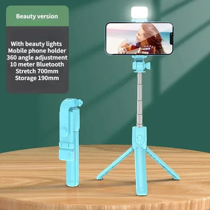 Trépied sans fil pour perche à Selfie, avec télécommande Bluetooth légère, extensible, pour iPhone, téléphone portable, Tiktok, Streaming en direct