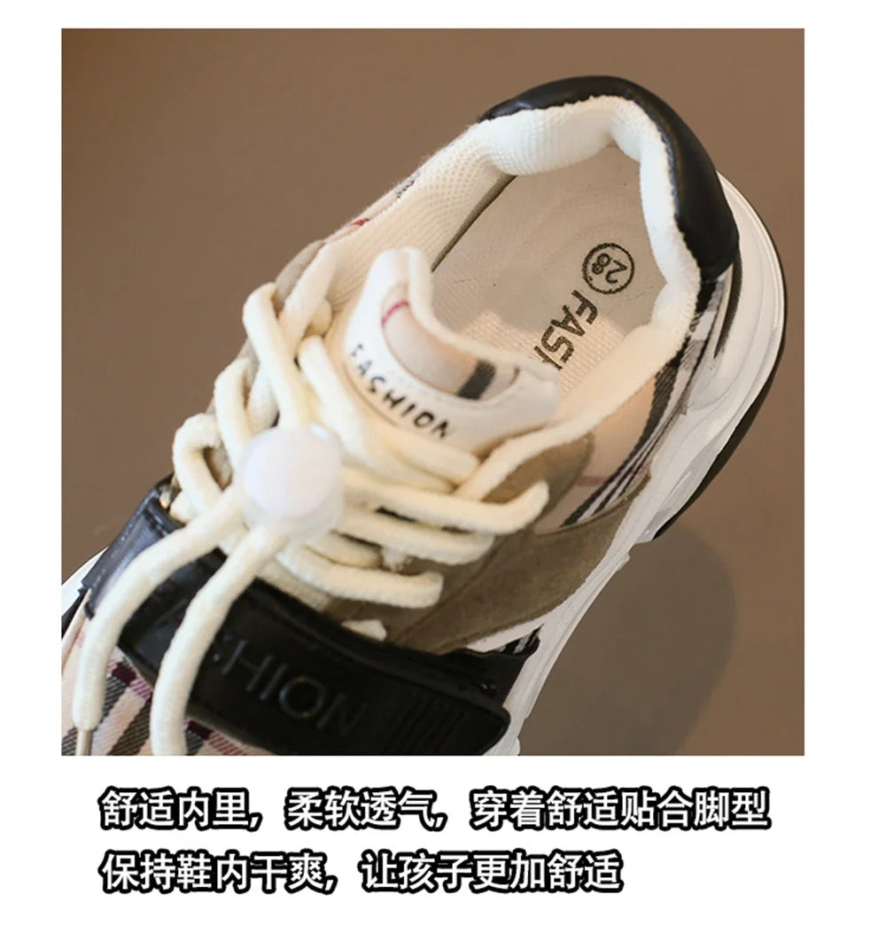 Chaussures de sport pour enfants garçons et filles, nouvelles baskets rétro d'automne, chaussures de tennis pour enfants et adolescents, chaussures de course décontractées à carreaux pour étudiants