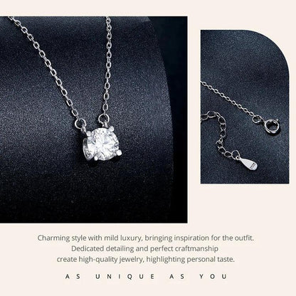 Radiant 1ct Moissanite Sterling Silver Pendant Necklace