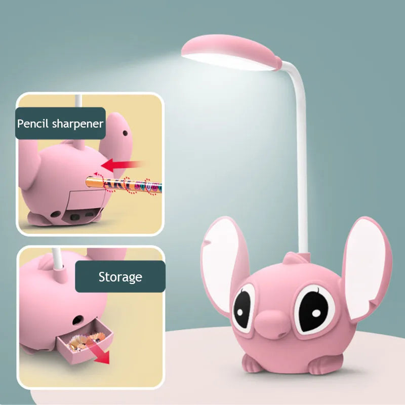 Lampe de bureau Led Lilo & Stitch, avec taille-crayon, pliable, mignonne, veilleuse de bureau, Recharge Usb, cadeau