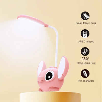 Lampe de bureau Led Lilo & Stitch, avec taille-crayon, pliable, mignonne, veilleuse de bureau, Recharge Usb, cadeau