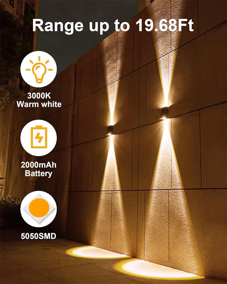 LED lumières solaires extérieur lampe murale à énergie solaire étanche décorations de jardin extérieur lumière du soleil pour rue balcon Villa lampe
