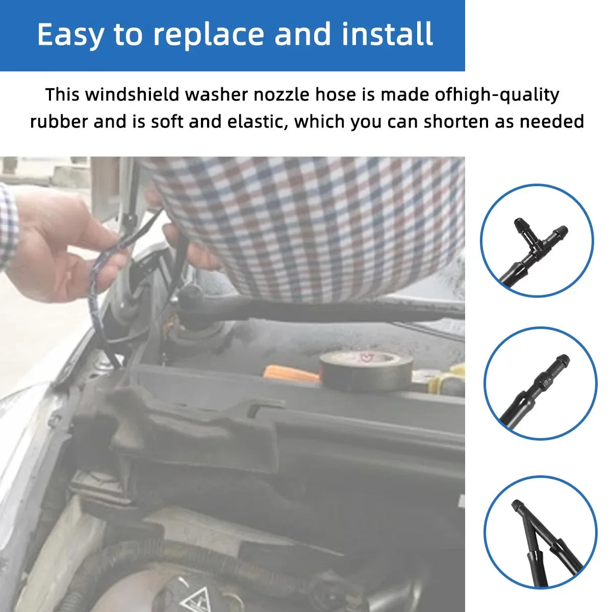 1/2/3/4M Washer Nozzle Hose Windshield Wiper With Connector Kit T Y Straight Pipe Windshield Spray Hose Fluid Pipe