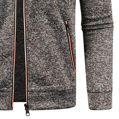 Stand Collar Long Sleeves Pockets Zipper Placket Sweatshirt Coat Men Spring Autumn Solid Color Plus Size Sport Outerwear