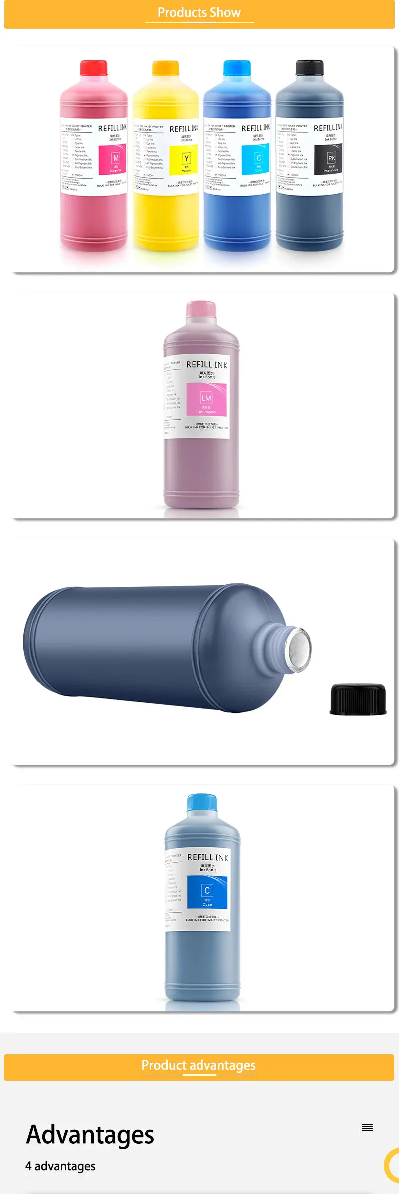 NEW 8Color x 1000ml Pigment ink For Epson Stylus Pro 4000 4800 4880 7800 7880 9800 9880 7500 7600 9500 9600 printer