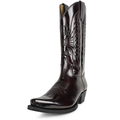 Men's Western Cowboy Boots Fashion Black Comfortable Embroidered Boots Men Couple Shoes for Men Women Motorcycle Boots Plus Size