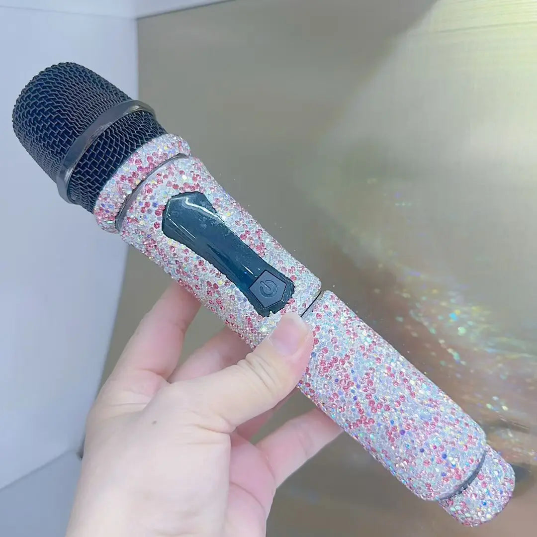 Microphone sans fil professionnel à strass scintillants, fréquence UHF réglable en métal pour spectacle Paryt, enseignement, haut-parleur de mariage