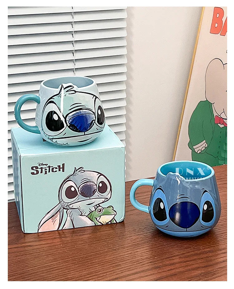Anime Stitchou Fille Tendance Mignonne Motif Dessin Animé Créatif Couple Lait Boire Café Tasse Céramique Cadeaux d'Anniversaire