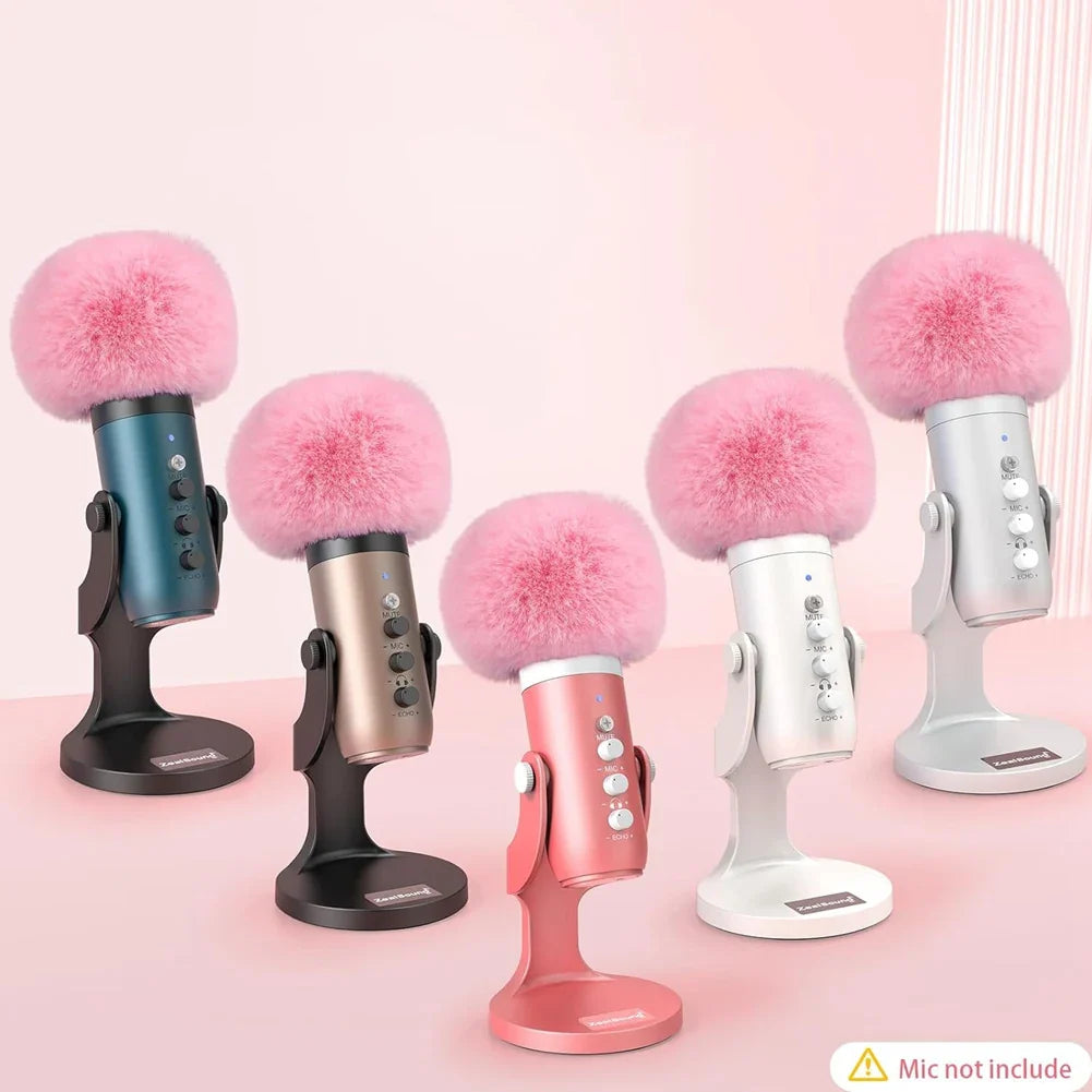 Mic Foam Cover for Blue Yeti Microphone,Mic Foam Cover with Furry Windscreen Muff Windshield for ZealSound K66 Pink