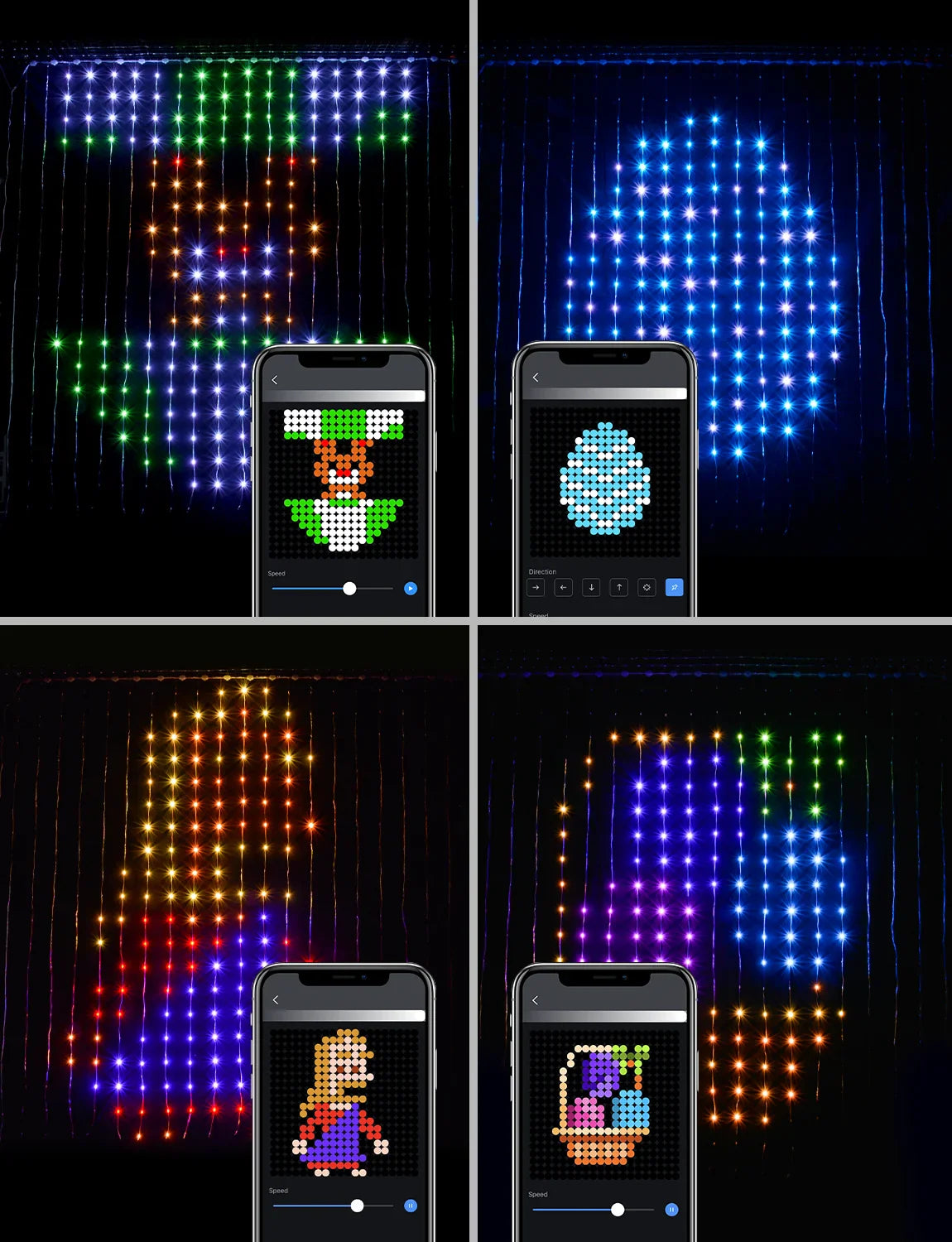 Rideau lumineux Led intelligent, guirlande du nouvel an, guirlande lumineuse féerique RGB, affichage du changement de musique, pour fenêtre, décoration de salle de noël