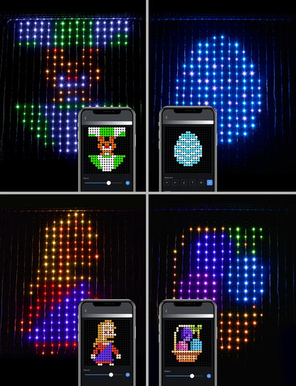 Rideau lumineux Led intelligent, guirlande du nouvel an, guirlande lumineuse féerique RGB, affichage du changement de musique, pour fenêtre, décoration de salle de noël