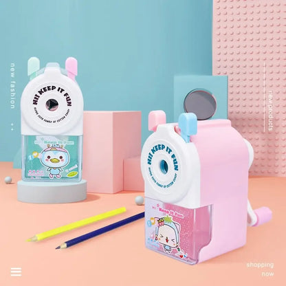 Cute Cartoon Animal Pencil Sharpener - Hand-Cranked Mechanical Tool, Anti-Sticking Lead, Auto-Lead Feed, Ideal School Supply & K