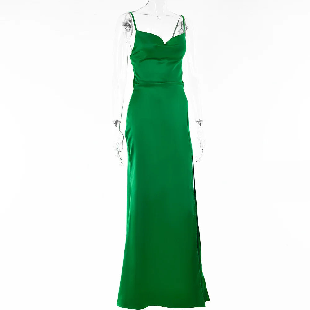 Sexy Backless High Slit Long Dress Camisole Socialite Style Evening Gown for Women New Arrivals