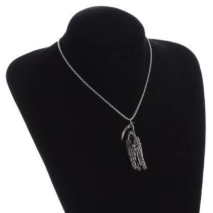 Hell Death Scythe Necklace Pendant Gothic Mysterious Devil Necklace Men's Personality Punk Retro Halloween Trend Jewelry