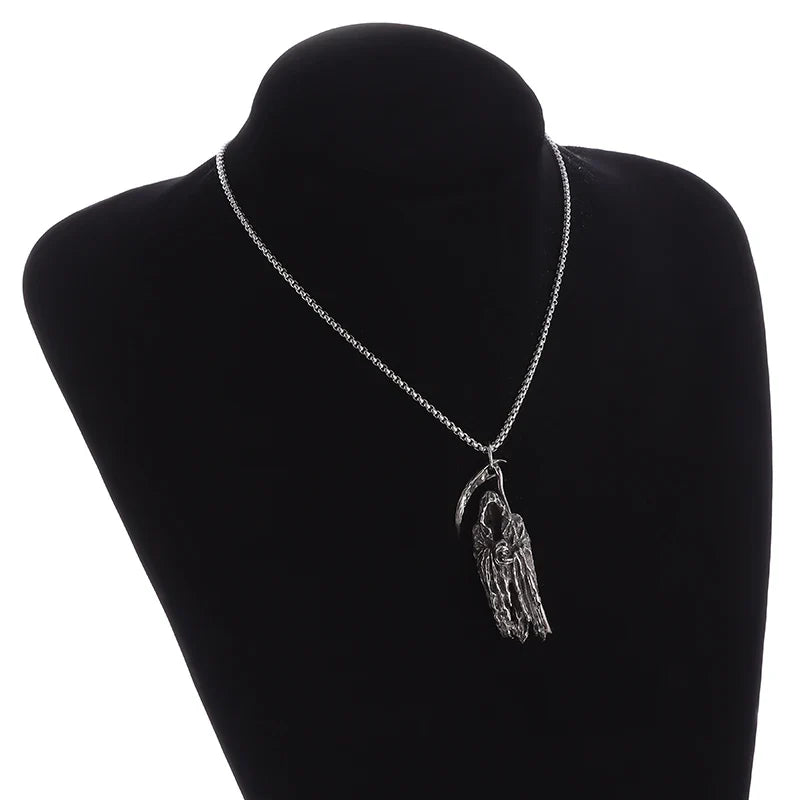 Hell Death Scythe Necklace Pendant Gothic Mysterious Devil Necklace Men's Personality Punk Retro Halloween Trend Jewelry