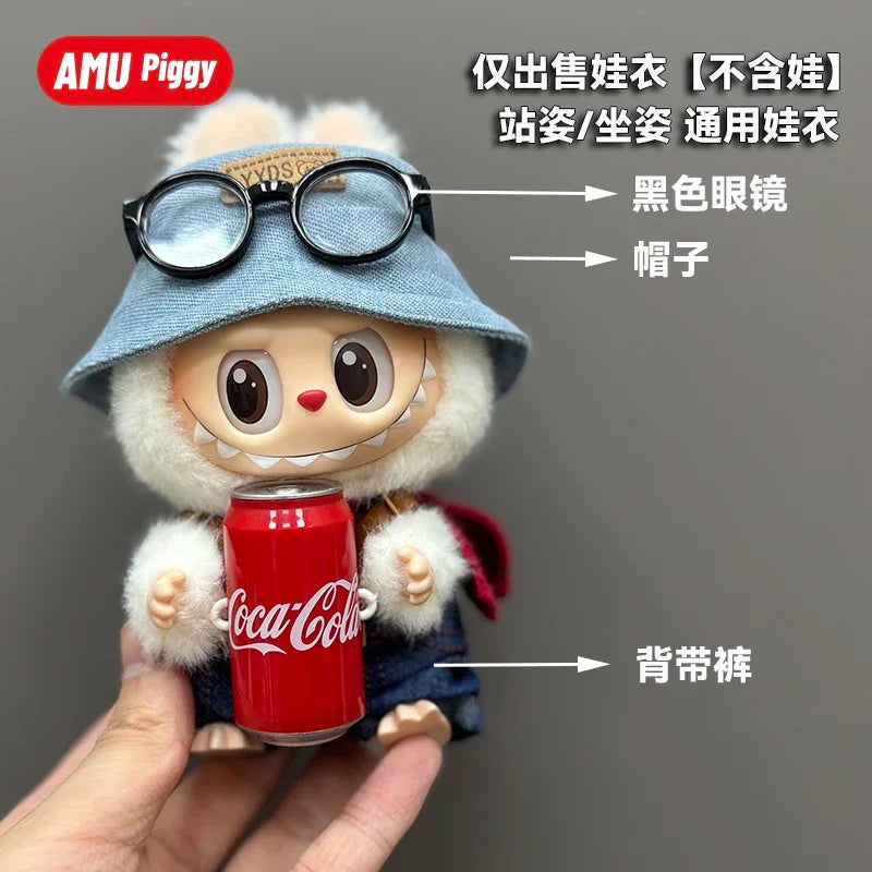 Clothes Doll DIY Accessories Pull Cloth Cola Happiness Factor Labubu Clothes Set Doll Outfit Have Shoes
