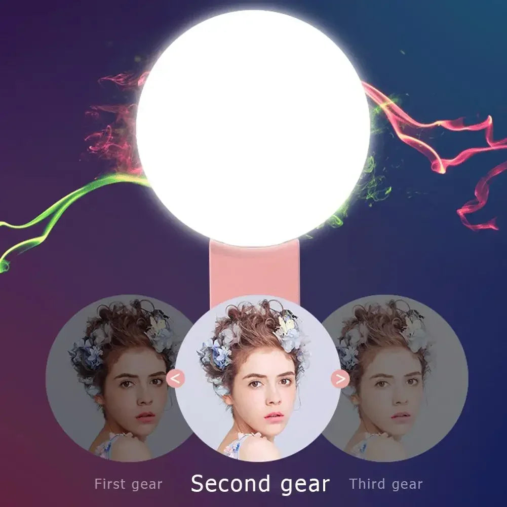 Anneau lumineux LED pour Selfie, pour téléphone Portable, Mini, Durable, pratique, trois arrêts de gradation, Clip de photographie, lumière de remplissage