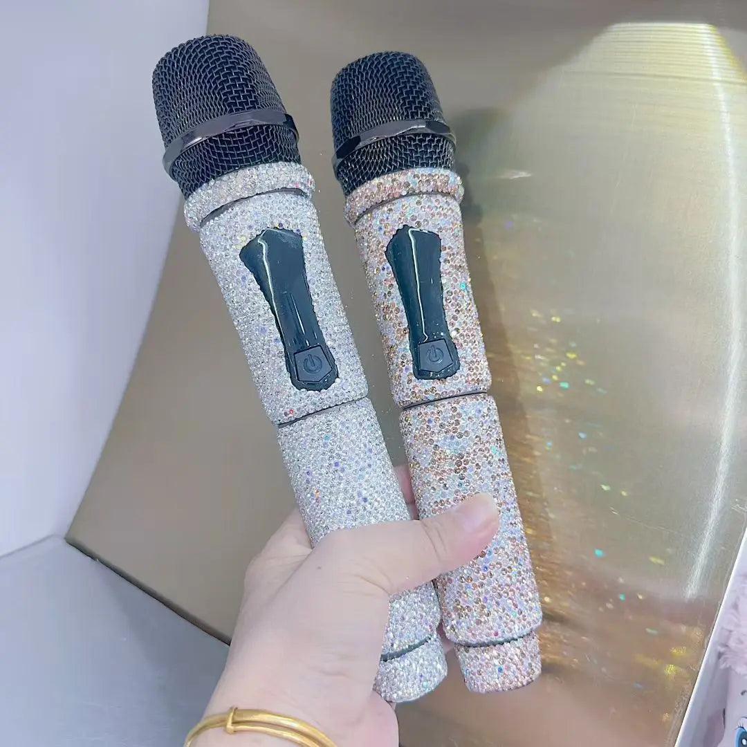Microphone sans fil professionnel à strass scintillants, fréquence UHF réglable en métal pour spectacle Paryt, enseignement, haut-parleur de mariage