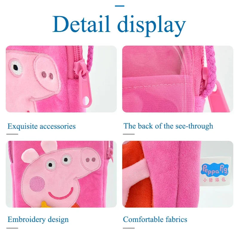 Peppa Pig Crossbody Bag Stereoscopic Doll Backpack Anime Knapsack Plush Coin Purse Toys George Round Pocketbook Children's Gifts