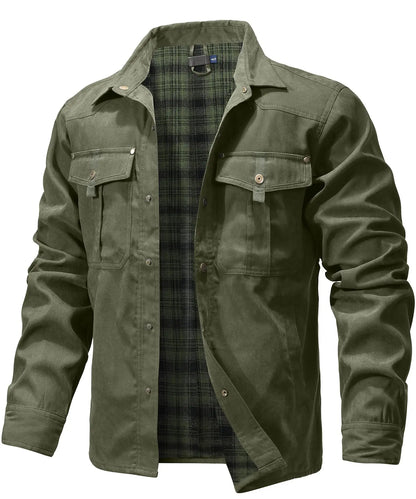 Vestes pour hommes, printemps, chemise doublée en flanelle, manteau, veste décontractée à boutons-pression, style cowboy occidental, haut de haute qualité, taille US