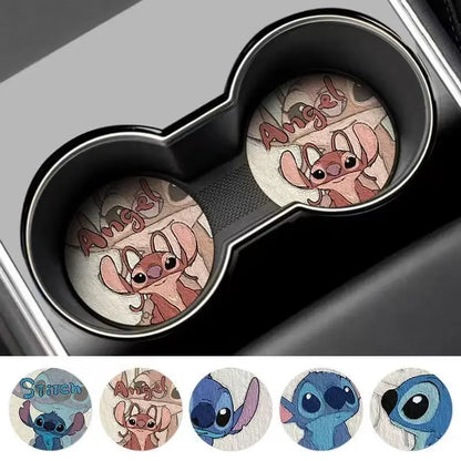 Lilo & Stitch Car Coaster Fun Car Goodies Cute Creative Water Coaster Interior Decoration Anti-slip Storage Pad Universal