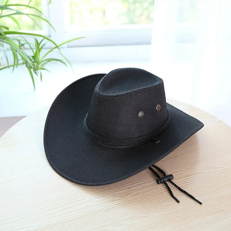Spring Autumn Wide Brim Solid Color Men Jazz Hat Unisex Sun Protection Outdoor Women Top Hat Cowboy Cap
