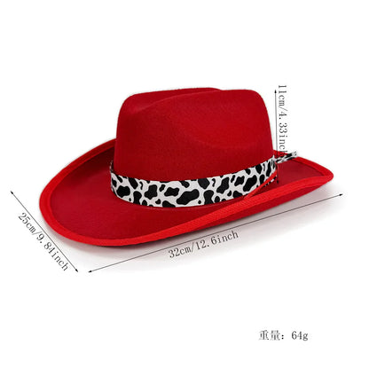 Children's Cowboy Hat, High-Quality Cowgirl Hat, Cow Print Jazz Hat, Festive for Festival, Western Themed Event, Party