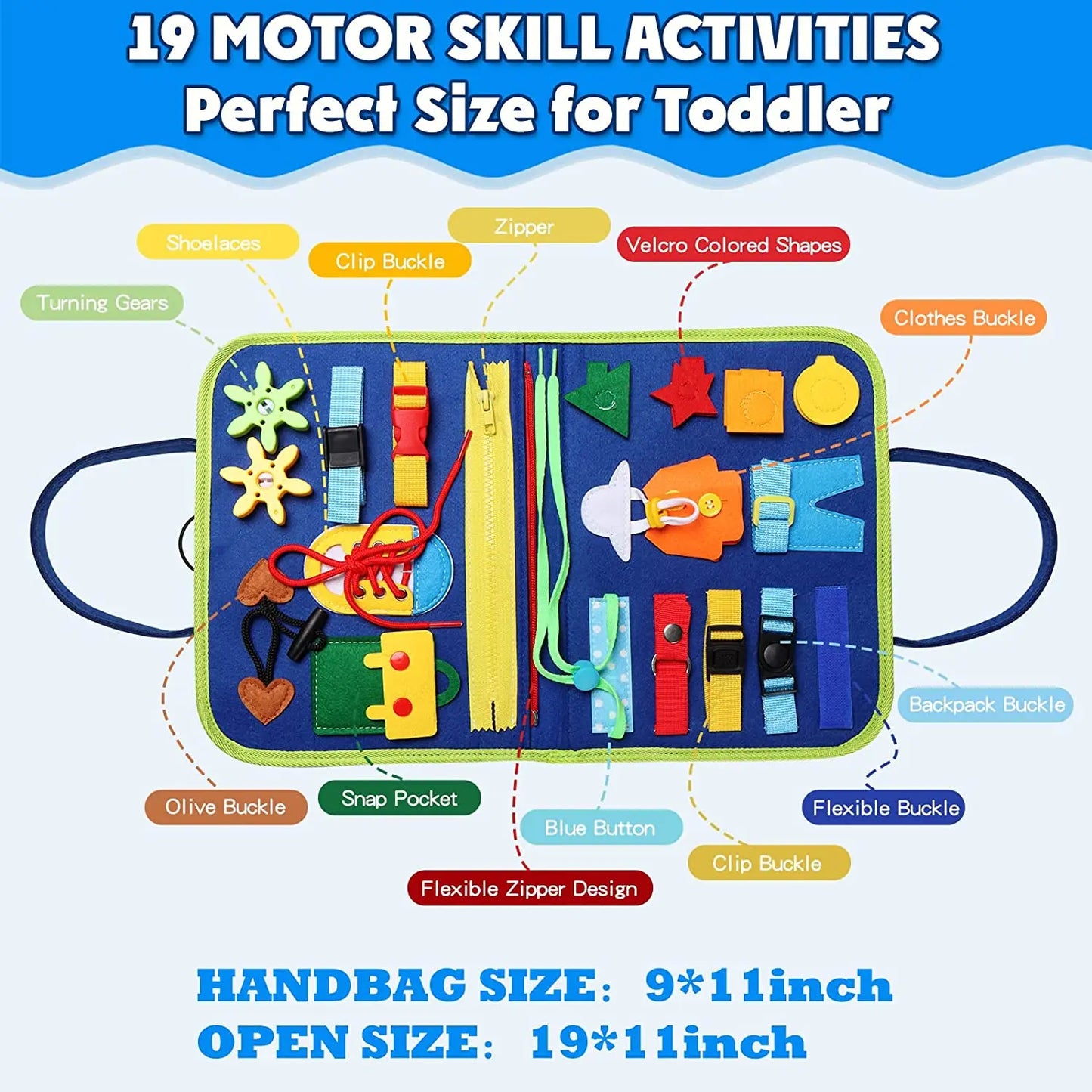 Montessori Toys Busy Board Sensory Activity Developing Board for Motor Skills,Learning Board for Toddlers  Christmas Gift