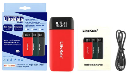 LiitoKala Lii-MP2 Portable Power Battery Charger LCD USB Type-C Input for 18700 20700 21700 18650 Batteries