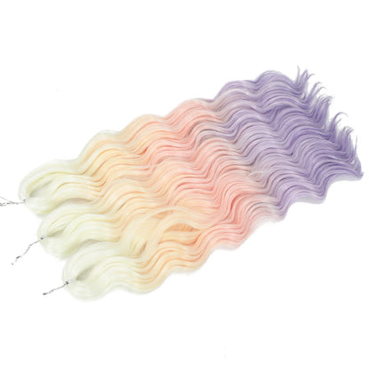 24Inch Crochet Hair Synthetic Braiding Hair Extensions Water Wave Ombre Rainbow color Fake Hair ANNA Deep Wave Curly Hair