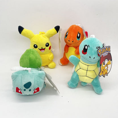 Lot de 10 peluches Pokémon Carapuce Salamèche Pikachu Bulbizarre 12cm Pendentif Peluche Porte-clés Cadeau Jouet