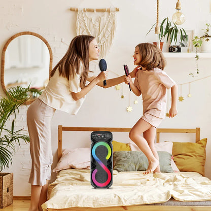 Bluetooth-Compatible Speaker Karaoke Speaker with RGB Light Portable Boombox USB/TF Outdoor Speaker Remote Control for Karaoke