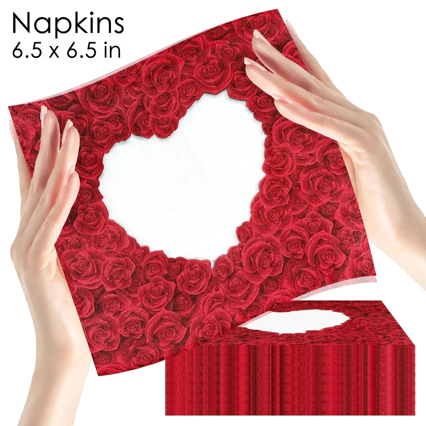 Serviettes imprimées colorées en forme de cœur de Rose pour la saint-valentin, papier de soie pour fête de fiançailles, qualité alimentaire, 2 plis, non parfumé