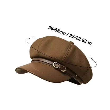 Béret de Style britannique rétro pour femmes, casquette de journal octogonale polyvalente pour grande circonférence de la tête, chapeau de printemps et d'automne