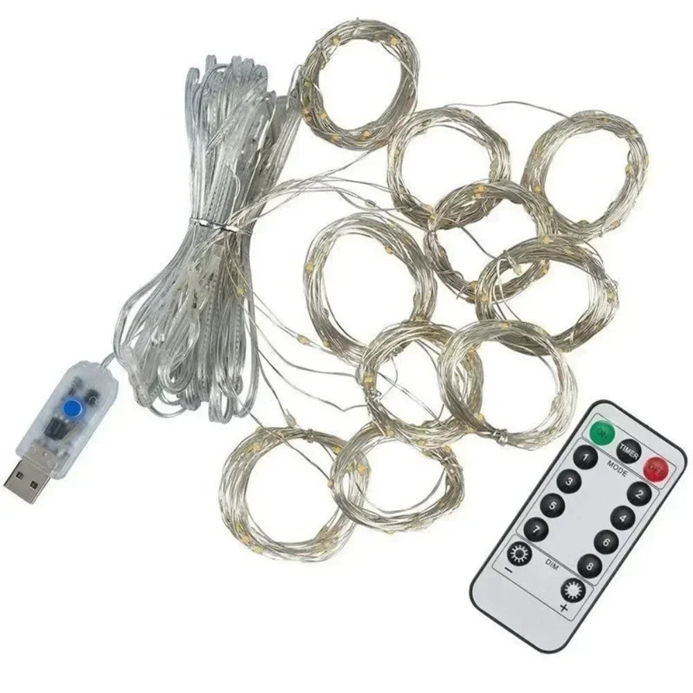 USB LED rideau chaîne lumières avec télécommande chambre vacances mariage anniversaire noël décor LED fée guirlande lampe