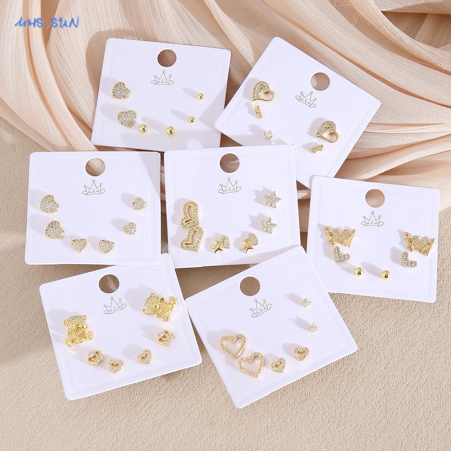 MHS.SUN-Ensemble de Boucles d'Oreilles Creuses en Forme de Cœur, pour Femme et Fille, 3 Paires