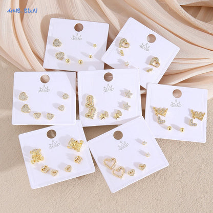 MHS.SUN-Ensemble de Boucles d'Oreilles Creuses en Forme de Cœur, pour Femme et Fille, 3 Paires